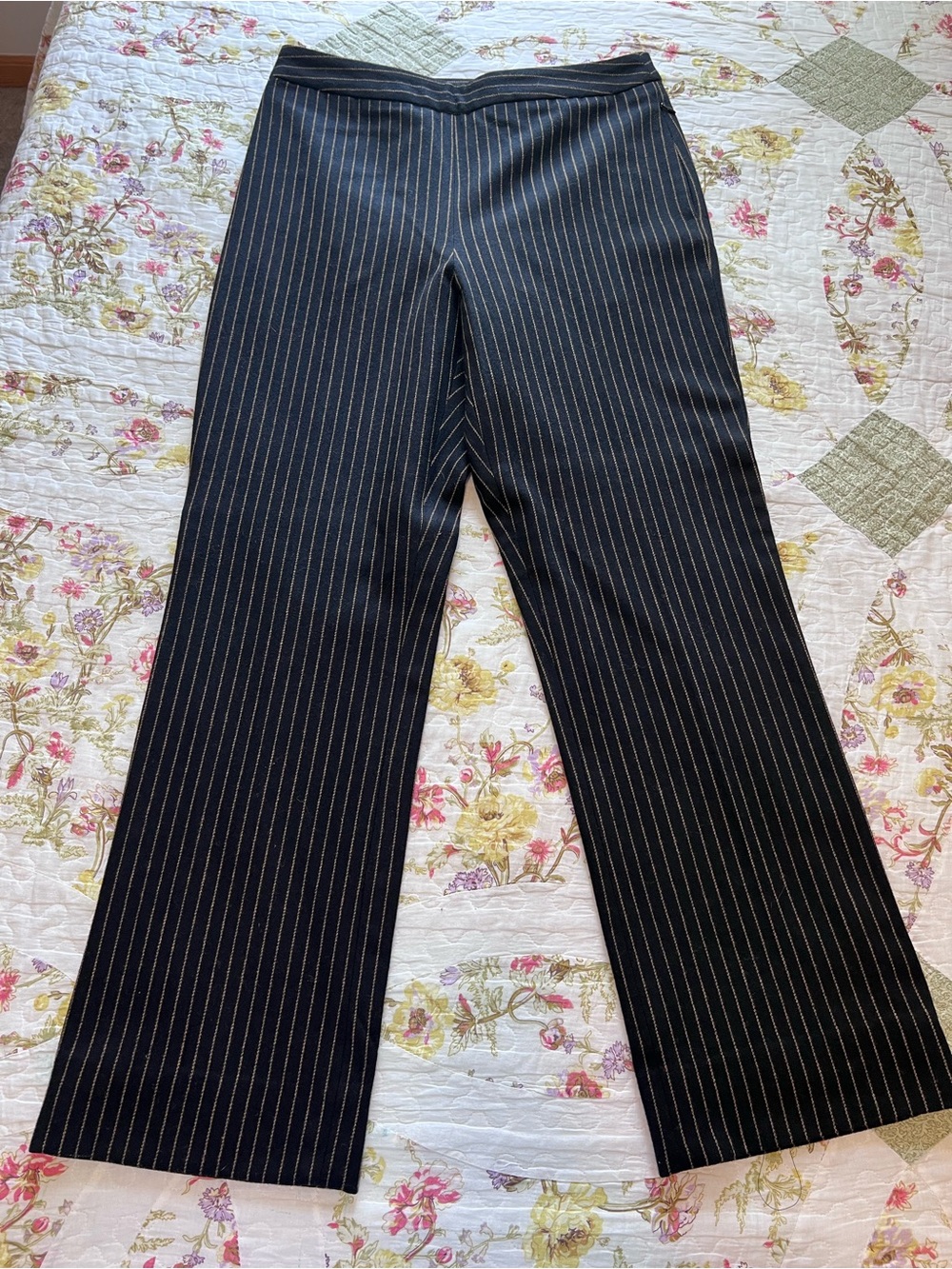 Vintage Willi Smith Made in Italy Wool Blend Pinstripe Trousers Wide Leg Size 8